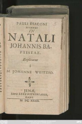 Pauli Diaconi Hymnus In Natali Johannis Baptistae