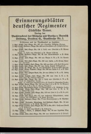 Auflistung der Bände aus der Reihe "Erinnerungsblätter ..."