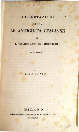 Dissertazioni sopra le antichita italiane : con note, 5