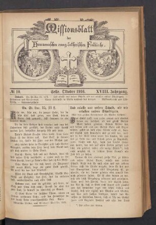 N°. 10. Oktober 1916. XVIII. Jahrgang