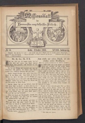 N°. 10. Oktober 1916. XVIII. Jahrgang