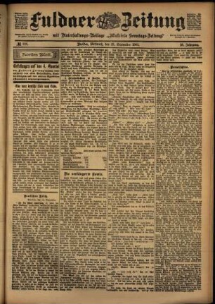 Zweite Ausgabe vom Mittwoch, den 25. September 1901.