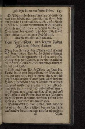 Vom Fußwaschen, und letzten Reden Jesu vor seinem Leiden.
