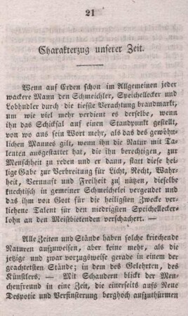 Charakterzug unserer Zeit.