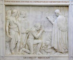 Frankreich. Bretagne. Morbihan. Auray. La Chartreuse d Auray. Mausoleum. Relief. Detail