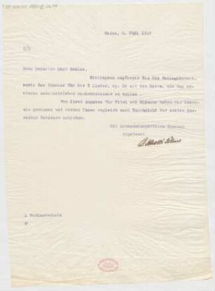 Brief an Bernhard Sekles : 09.06.1914