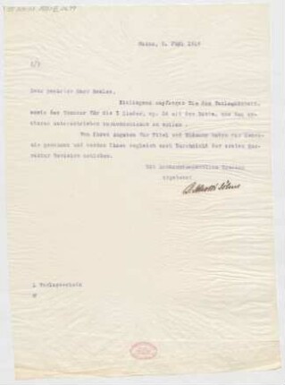 Brief an Bernhard Sekles : 09.06.1914