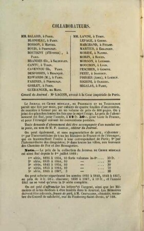 Journal de chimie médicale, de pharmacie et de toxicologie : et moniteur d'hygiène et de salubrité publique réunis. 5. 1869