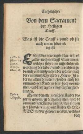 Von dem Sacrament der Heiligen Tauff.