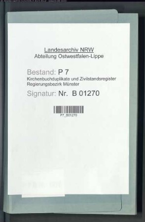 Zivilstandsregister der Munizipalität Werne (T 1812). (Gemeinde: Werne, Kreis Lüdinghausen)