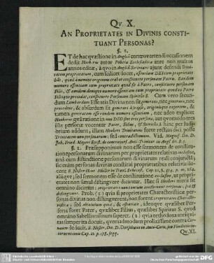 Qu. X. An Proprietates In Divinis Constituant Personas?