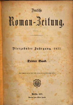 Deutsche Roman-Zeitung. 1877,3, 1877,3 = Jg. 14