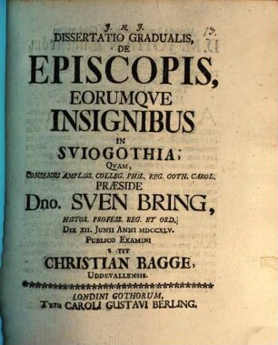Diss. grad. de episcopis, eorumque insignibus in Suio-Gothia