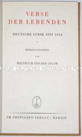 Anthologie mit deutscher Lyrik seit 1910