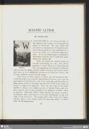 Seventh letter - In Scotland