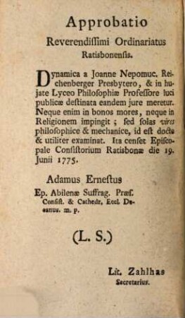Cursus Biennalis Philosophiae Et Matheseos Universae. [7], [Dynamica]