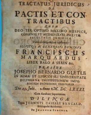 Tractatus Juridicus De Pactis Et Contractibus