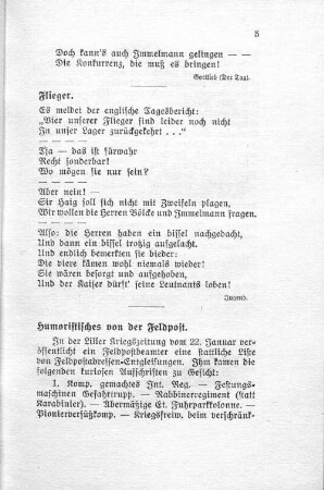 Humoristisches von der Feldpost.