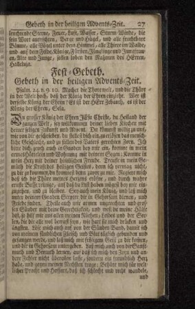 Fest-Gebeth. Gebeth in der heiligen Advents-Zeit.