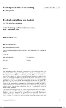 Energiebericht 1992