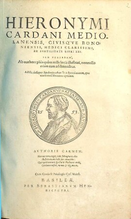 Hieronymi Cardani Mediolanensis, civisq've Bononiensis, medici carrisimi, de svbtilitate Libri XXI