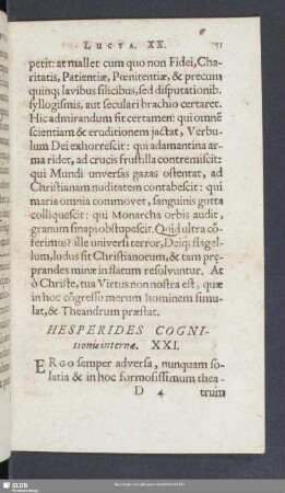 Hesperides Cognitionis internae. XXI.