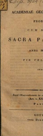 Academiae Georgiae Augustae Prorector ... sacra paschalia ... pie celebranda indicit : Insunt observationes in acta apost. Pauli Romana ; Partic. II.