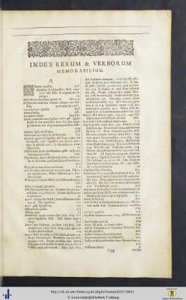 Index rerum & verborum memorabilium.