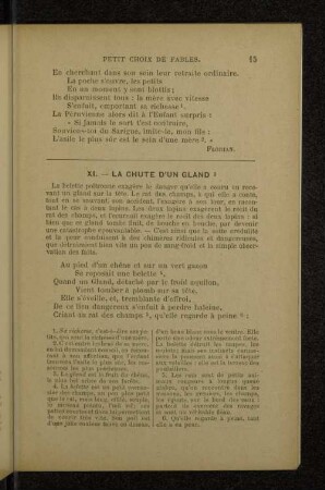 XI. --- LA CHUTE D’UN GLAND