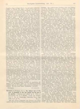 205-207 [Rezension] Barnard, P. Mordaunt, The biblical text of Clement of Alexandria in the four gospels and the acts of the aposteles