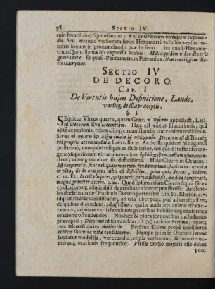 Sectio IV. De Decoro.