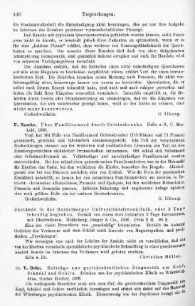 446, P. Naecke. Über Familienmord durch Geisteskranke. 1908