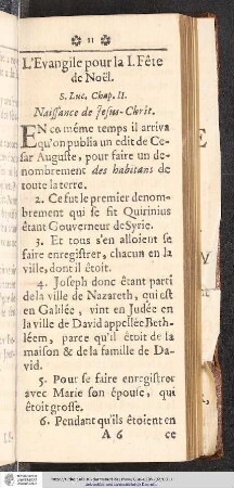 L'Evangile pour la I. Fête de Noel