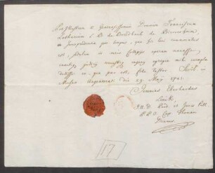Zeugnis über Franz Lothar von Breidbachs zu Bürresheim Studien zu Löwen.