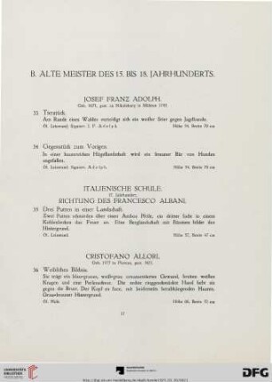 B. Alte Meister des 15. bis 18. Jahrhunderts (Nr. 33-81)