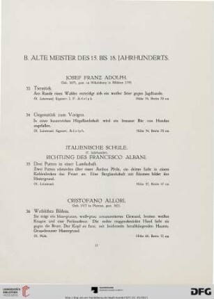 B. Alte Meister des 15. bis 18. Jahrhunderts (Nr. 33-81)