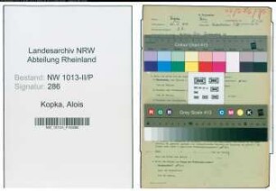 Entnazifizierung Alois Kopka , geb. 29.05.1918 ()