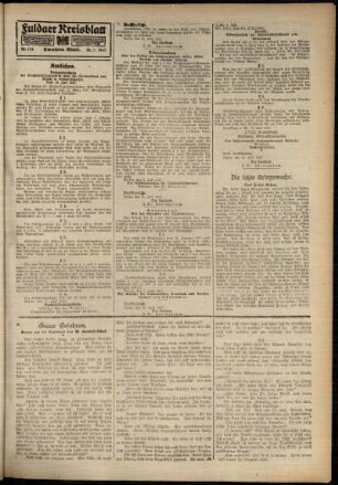 Zweite Ausgabe vom Samstag, den 28. Juli 1917.