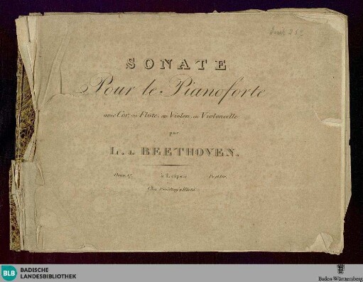 Sonate pour le Pianoforte avec Cor, ou Flûte ou Violon, ou Violoncelle : Oeuvre 17