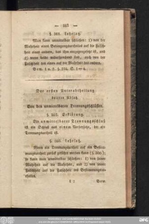 Der ersten Unterabtheilung dritter Absatz. Von den unmittelbaren Trennungsschlüssen.