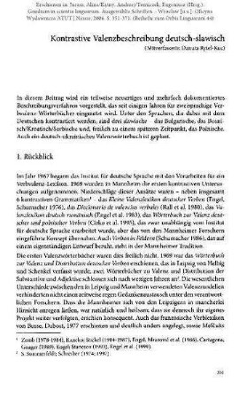 Kontrastive Valenzbeschreibung deutsch-slawisch