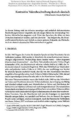 Kontrastive Valenzbeschreibung deutsch-slawisch