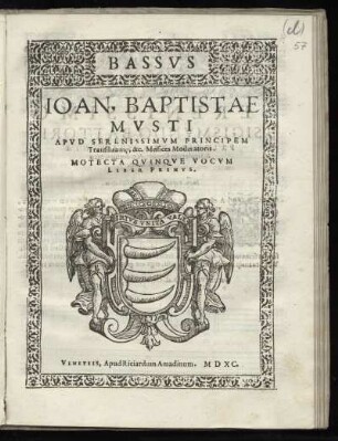 Giovanni Battista Mosto: Motecta quinque vocum. Liber primus. Bassus