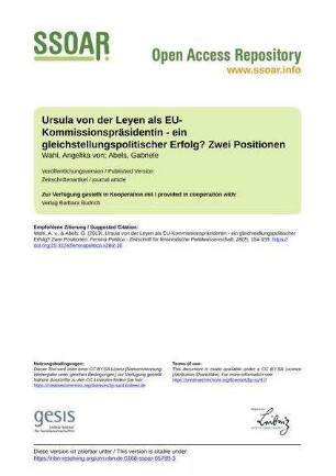 Ursula von der Leyen als EU-Kommissionspräsidentin - ein gleichstellungspolitischer Erfolg? Zwei Positionen