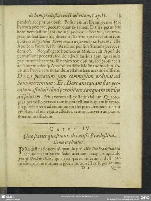Caput IV. Quo status quaestionis de causis Praedestinationis explicatur