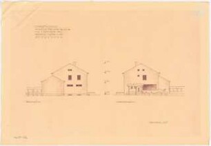 Gymnastikschule am See Monatskonkurrenz Dezember 1932: Aufriss Nordwestansicht, Südostansicht 1:100