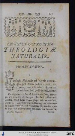 Institutiones Theologiae Naturalis.
