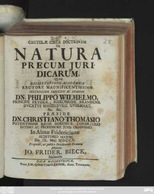 Cautelæ Circa Doctrinam De Natura Precum Juridicarum