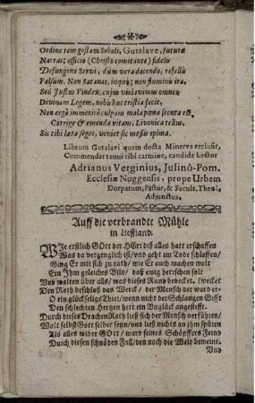 Auff die verbrandte Mühle in Lieffland