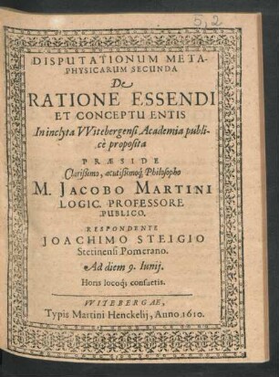 Disputationum Metaphysicarum Secunda De Ratione Essendi Et Conceptu Entis